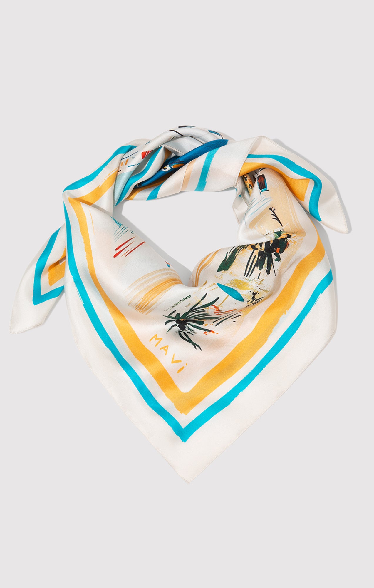 MEDIUM SILK COASTAL BANDANA IN TURQUOISE - Mavi Jeans