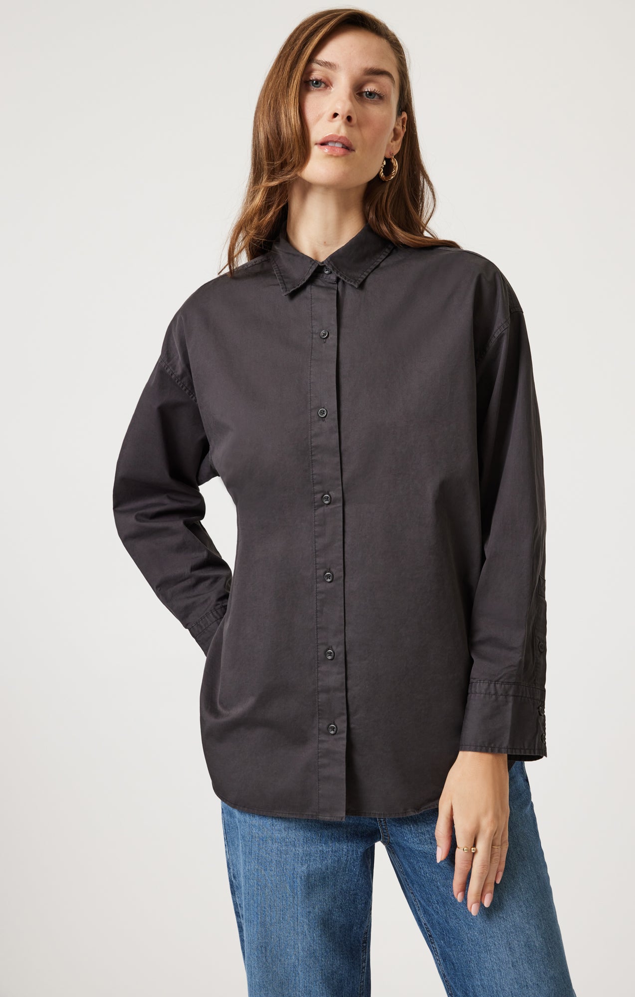 LONG SLEEVE BUTTON-UP SHIRT IN MAGNET - Mavi Jeans