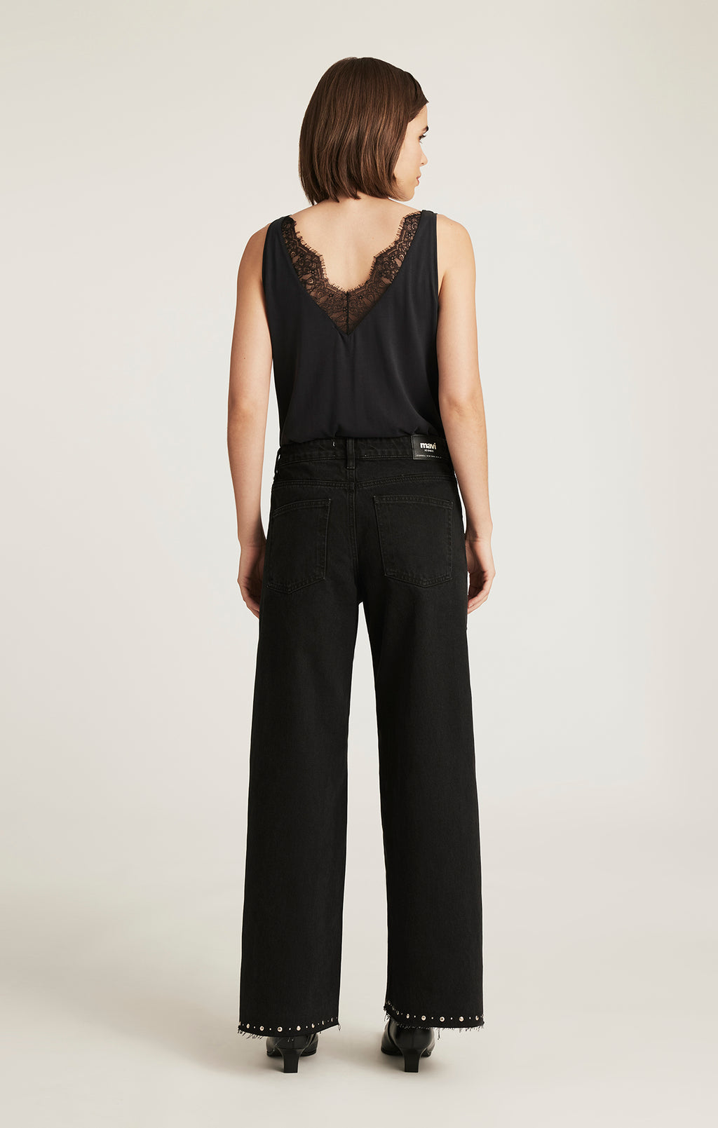 REBECCA WIDE LEG IN STUDDED SMOKE DENIM - Mavi Jeans