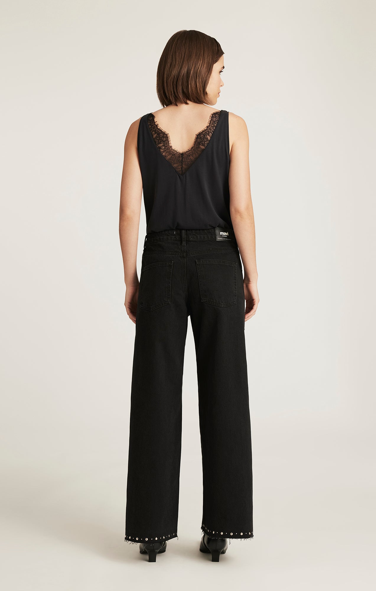 REBECCA WIDE LEG IN STUDDED SMOKE DENIM - Mavi Jeans