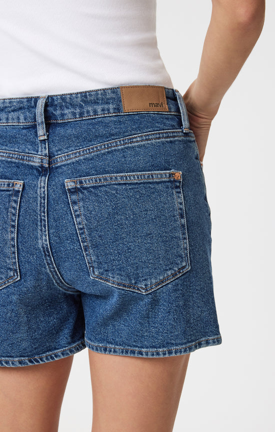 Mavi Heidi Straight Leg Shorts - Dark Smoke 90’s