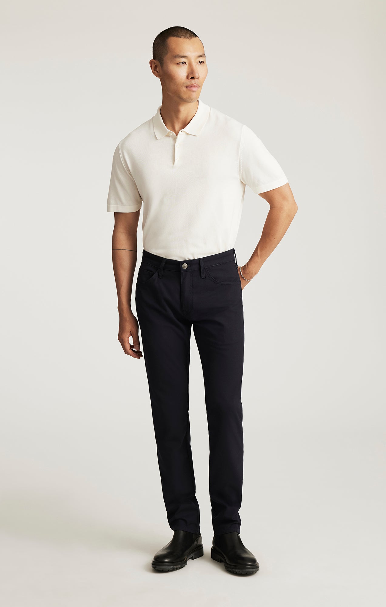 MARCUS SLIM STRAIGHT LEG IN NAVY FEATHER TWEED - Mavi Jeans