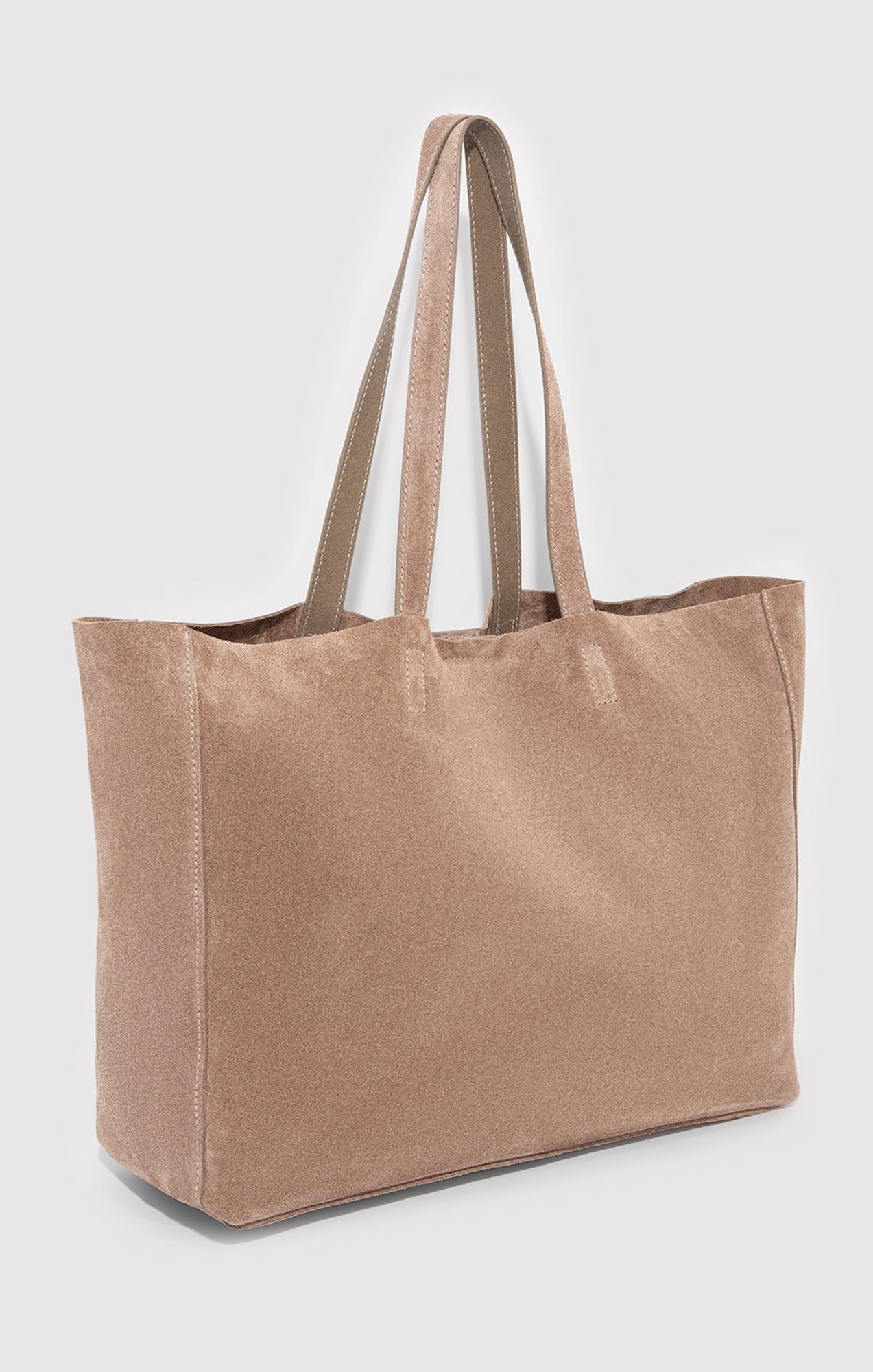 SUEDE SHOPPER BAG IN SILVER MINK