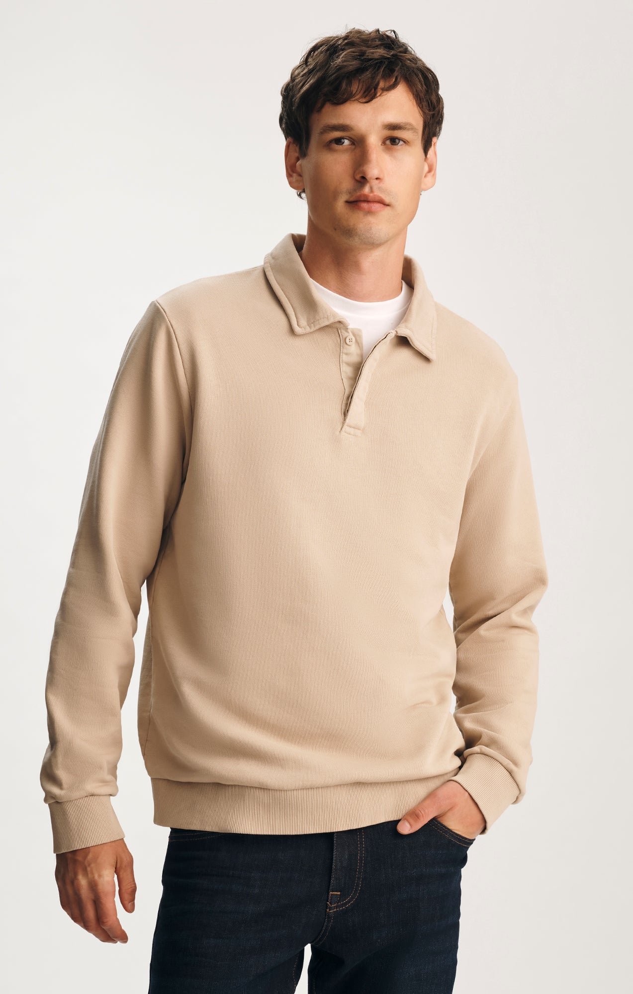 POLO SWEATSHIRT IN FEATHER GREY - Mavi Jeans