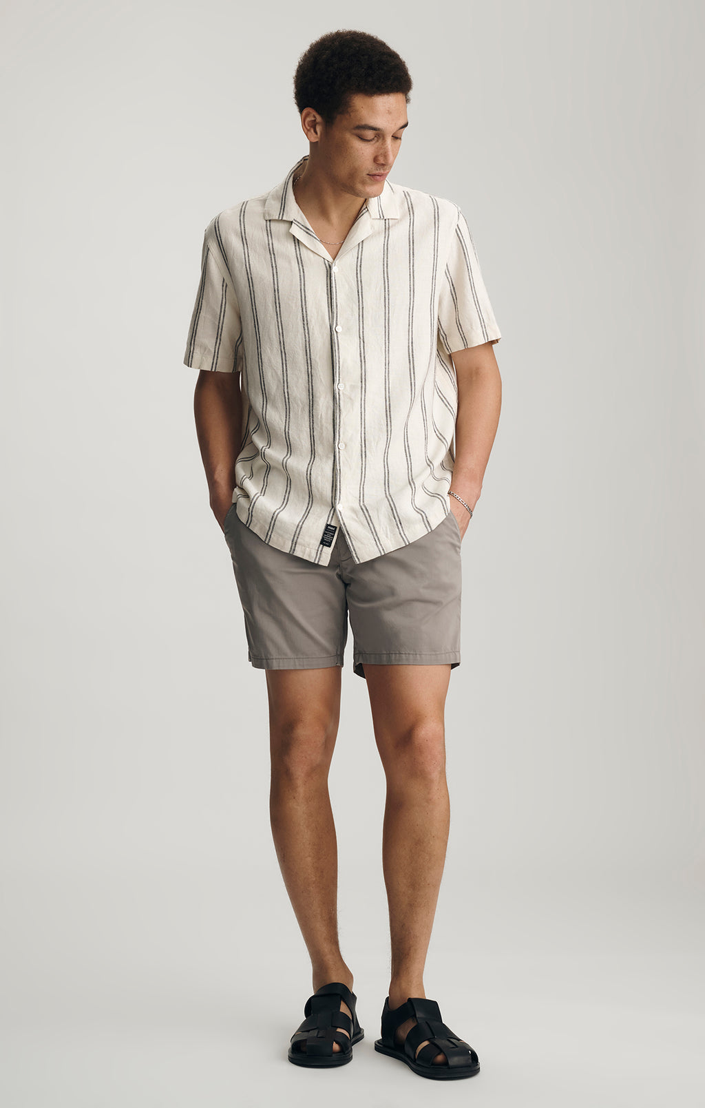 LINEN CAMP COLLAR SHORT SLEEVE SHIRT IN OFF WHITE - Mavi Jeans