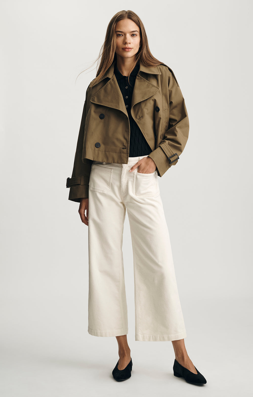 CROPPED TRENCH COAT IN MILITARY OLIVE - Mavi Jeans