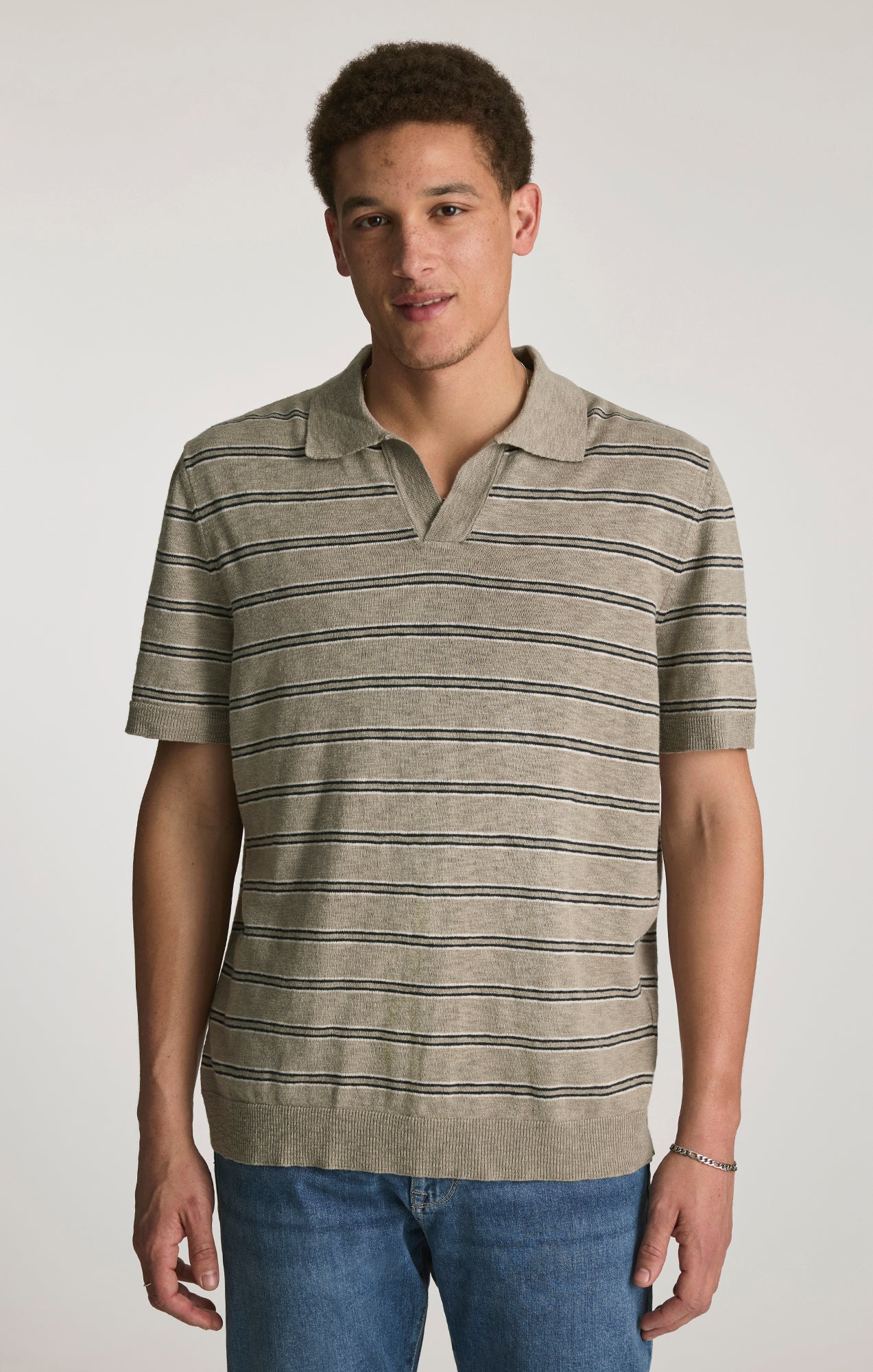 JOHNNY COLLAR POLO SWEATER IN ELEPHANT SKIN - Mavi Jeans