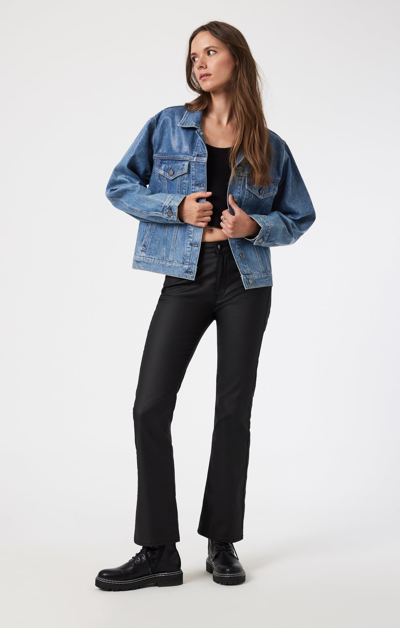 MARIA FLARE IN BLACK COATED - Mavi Jeans