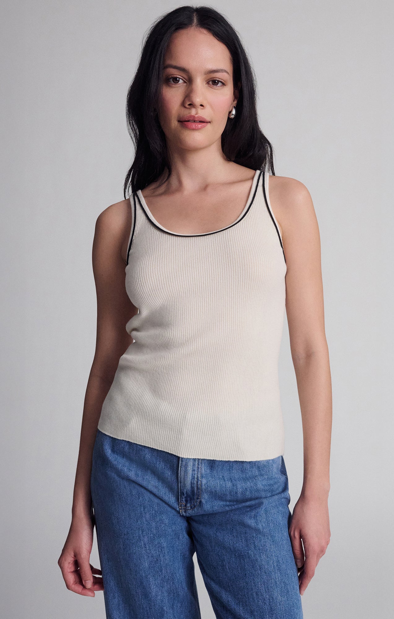 SCOOP NECK TANK TOP IN SEEDPEARL - Mavi Jeans