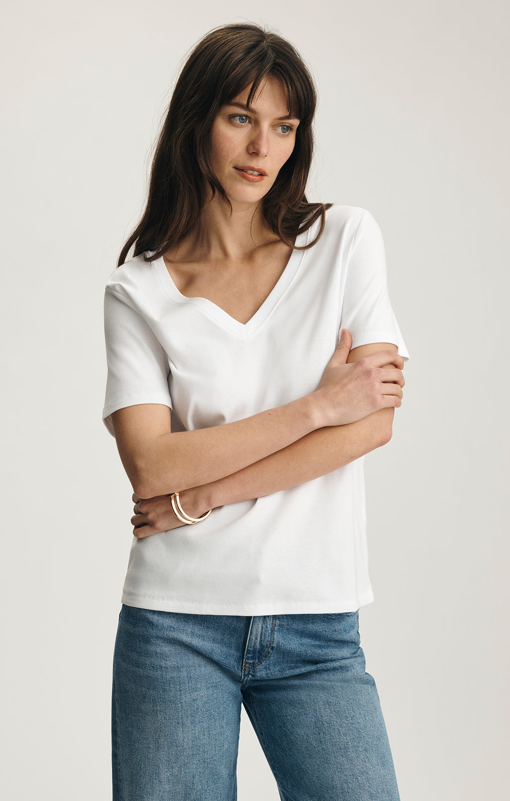 OLIVIA V-NECK T-SHIRT IN WHITE - Mavi Jeans