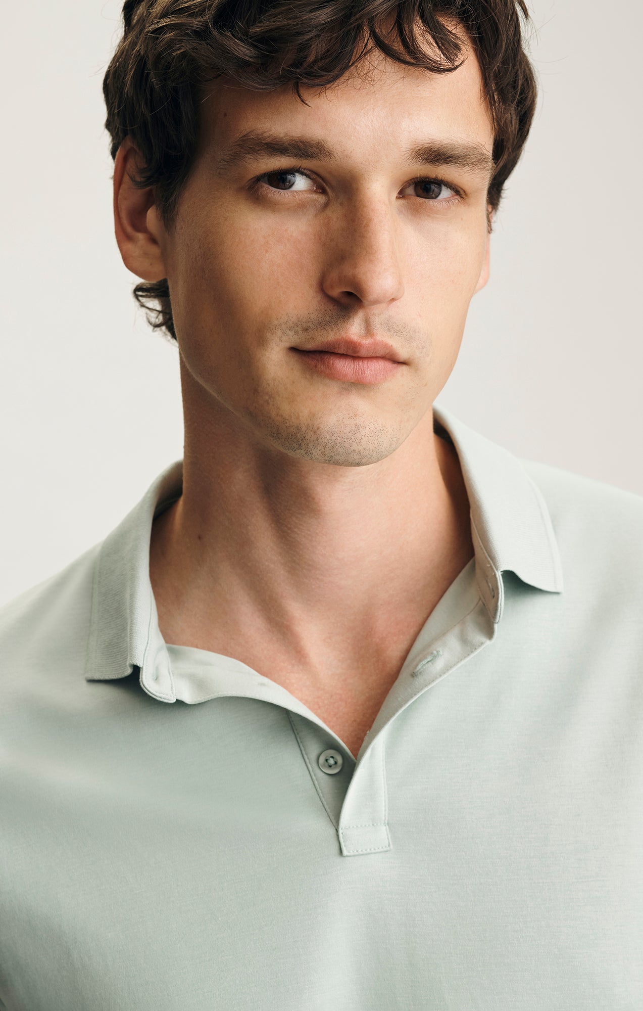 INTERLOCK POLO T-SHIRT IN AQUA GRAY - Mavi Jeans