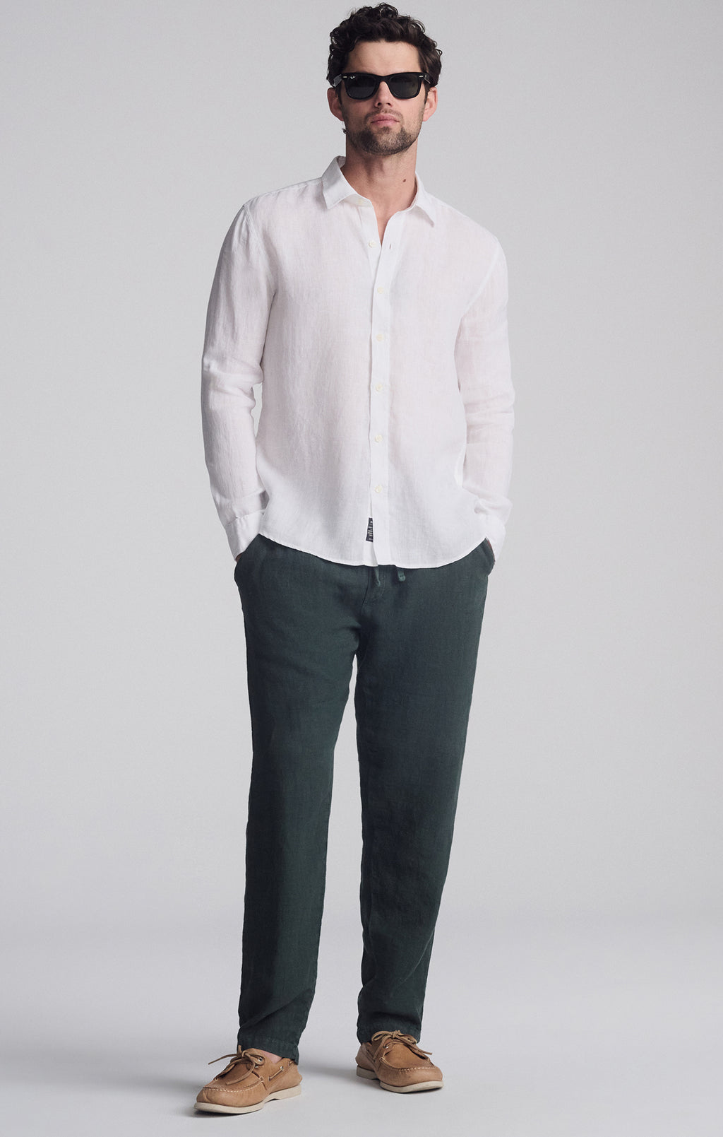 LINEN LONG SLEEVE BUTTON-UP SHIRT IN WHITE - Mavi Jeans