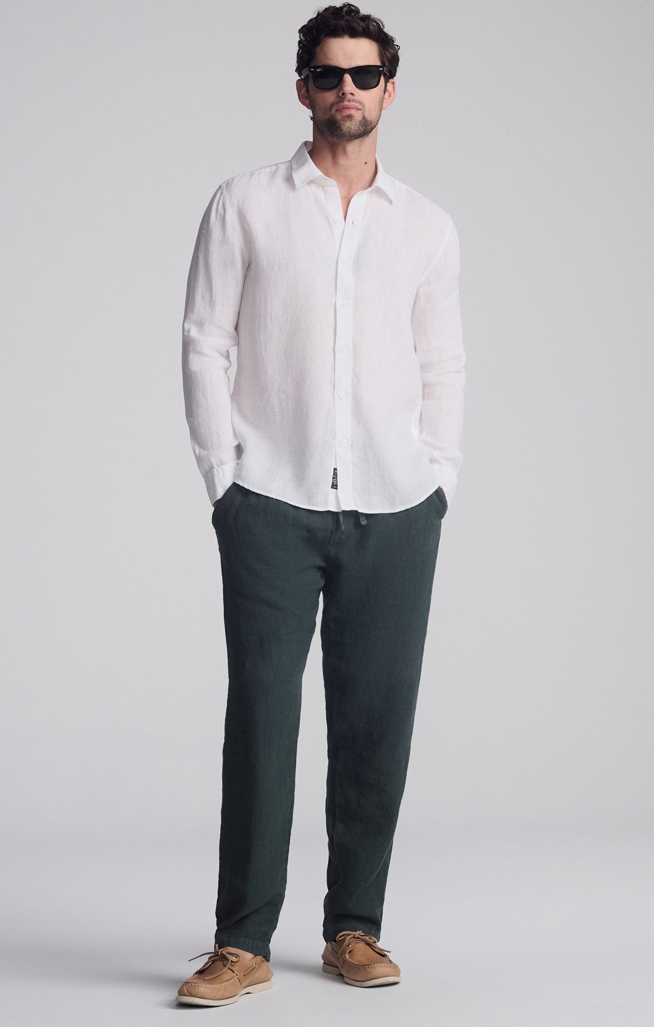 LINEN LONG SLEEVE BUTTON-UP SHIRT IN WHITE - Mavi Jeans