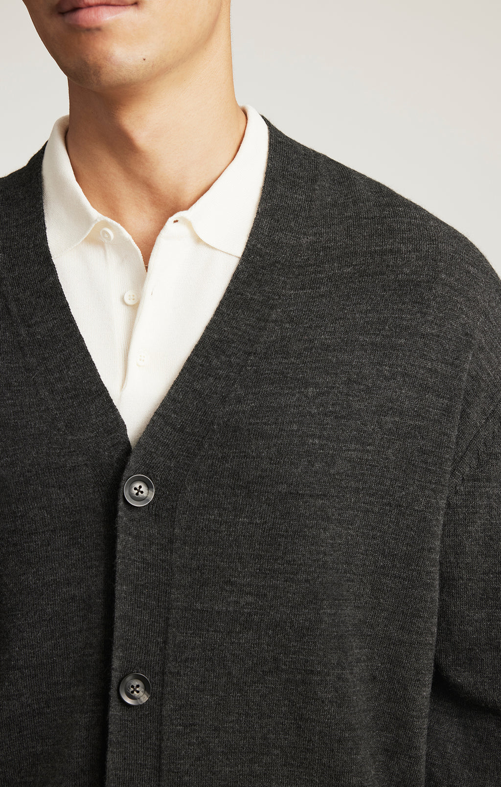 BUTTON-UP CARDIGAN IN ANTHRACITE MELANGE - Mavi Jeans
