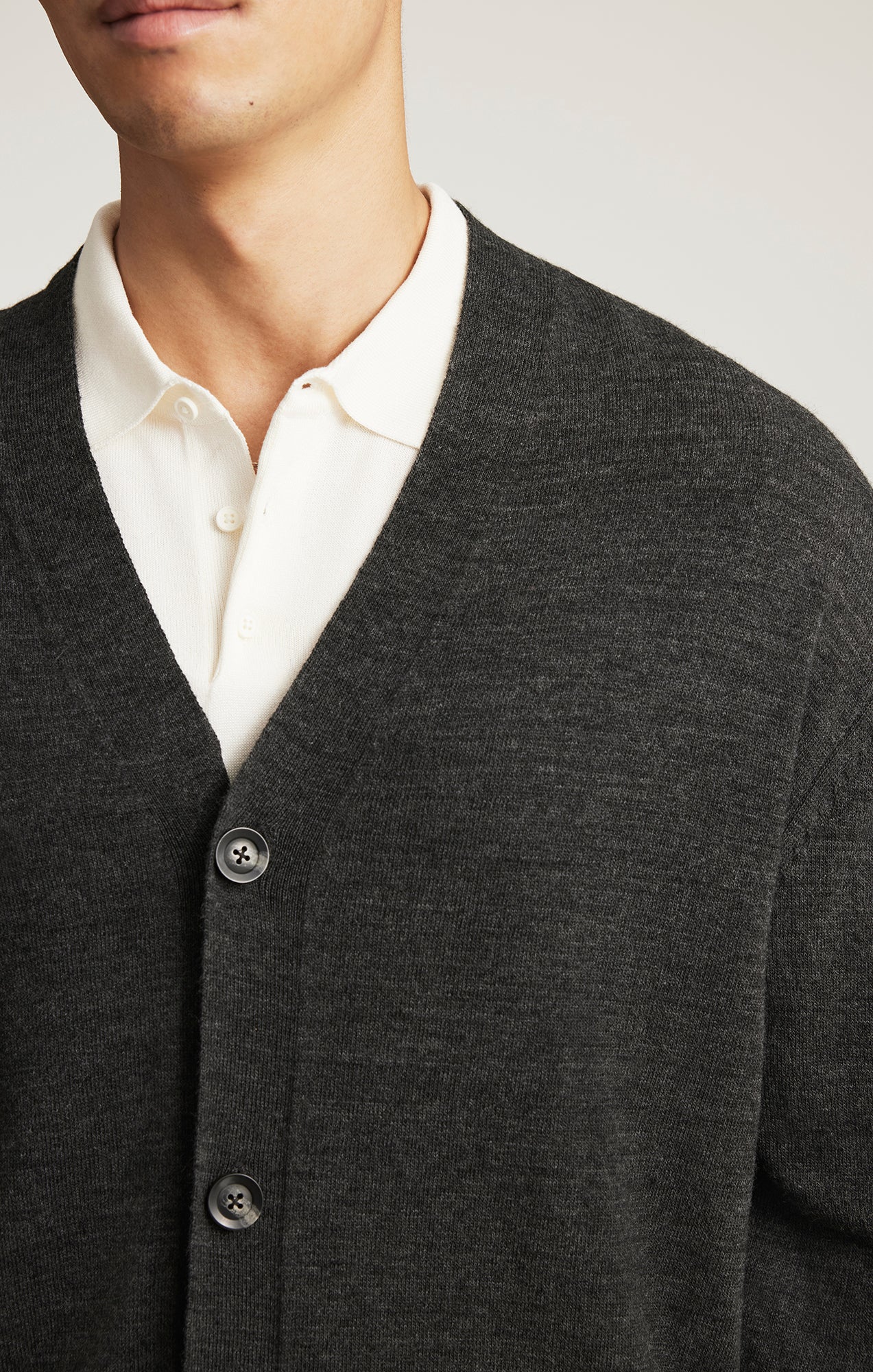 BUTTON-UP CARDIGAN IN ANTHRACITE MELANGE - Mavi Jeans
