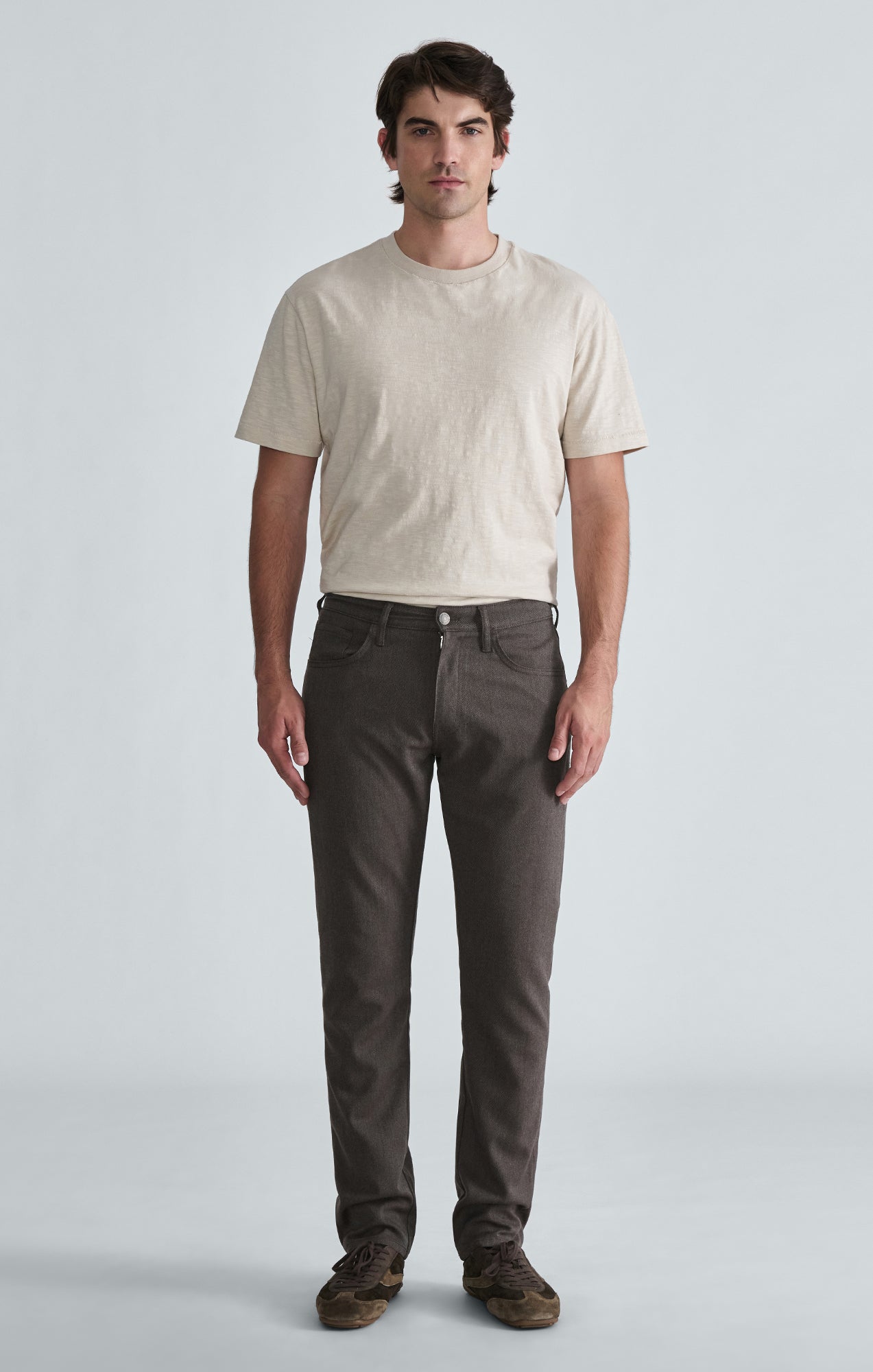 MARCUS SLIM STRAIGHT LEG IN BROWN WOOL TOUCH - Mavi Jeans