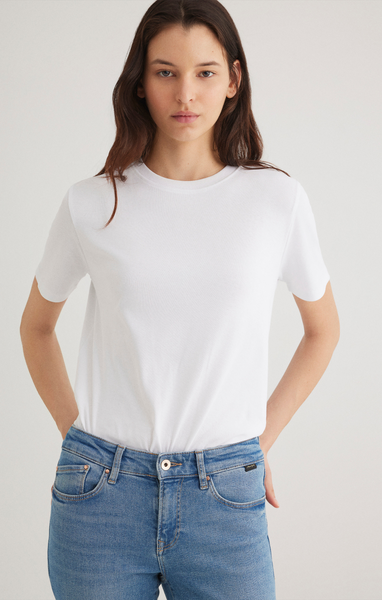 Mavi Women's Casual Short Sleeve Crew Neck T-Shirt In White