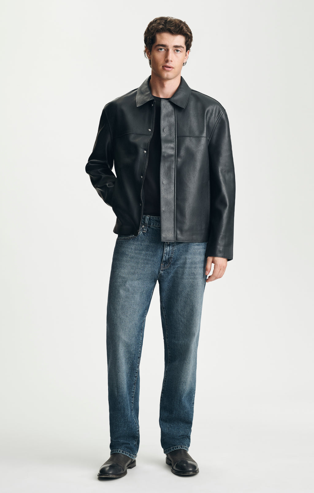 FAUX LEATHER JACKET IN JET BLACK