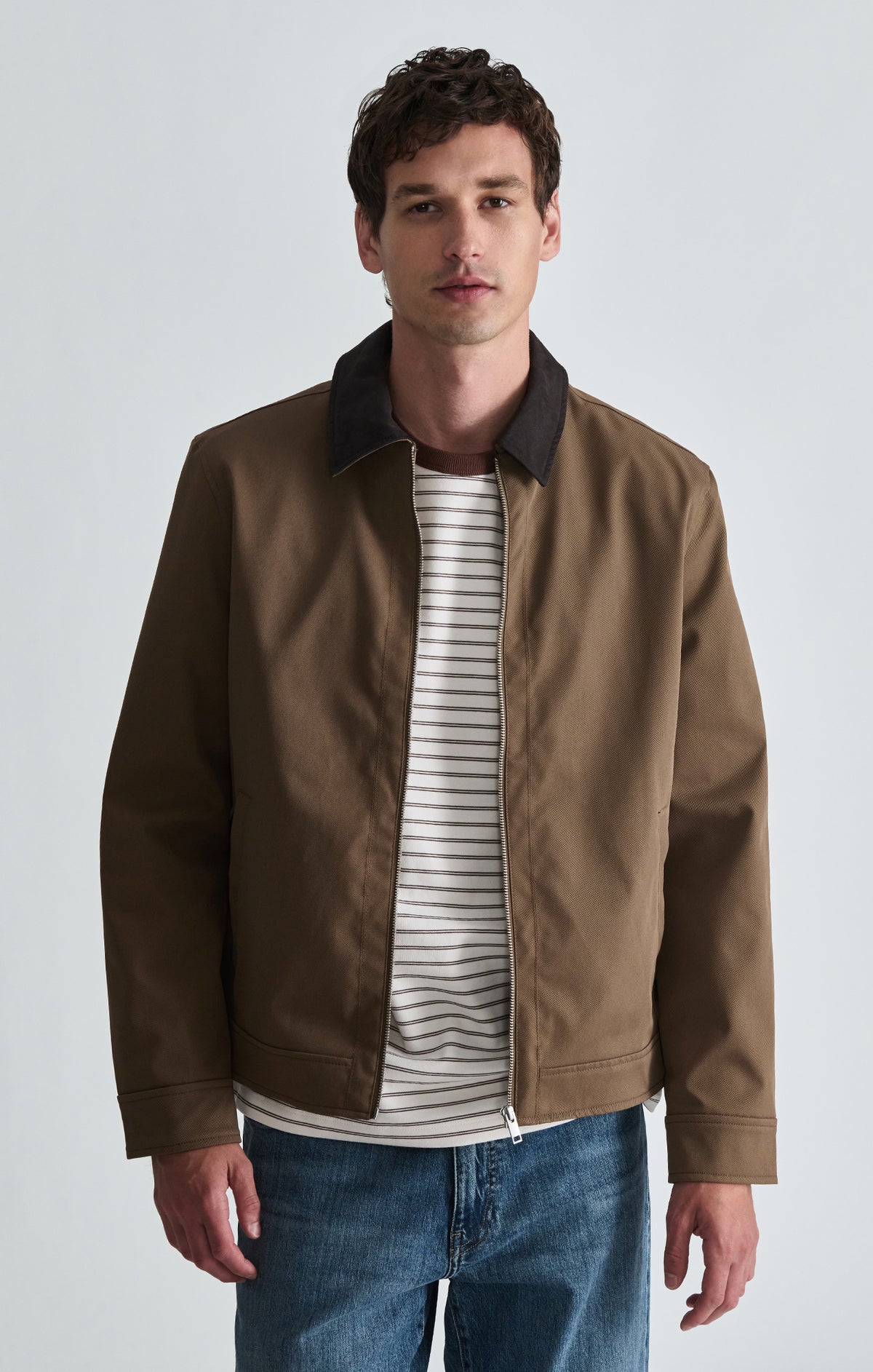 FAUX SUEDE COLLAR BOMBER JACKET IN SHITAKE - Mavi Jeans