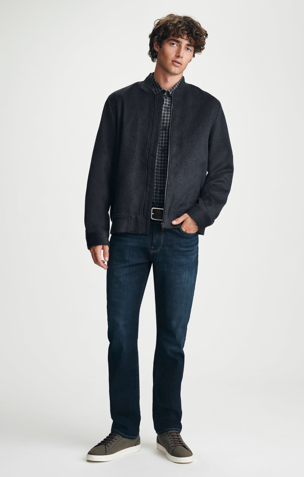 BOMBER JACKET IN DARK GREY MELANGE - Mavi Jeans