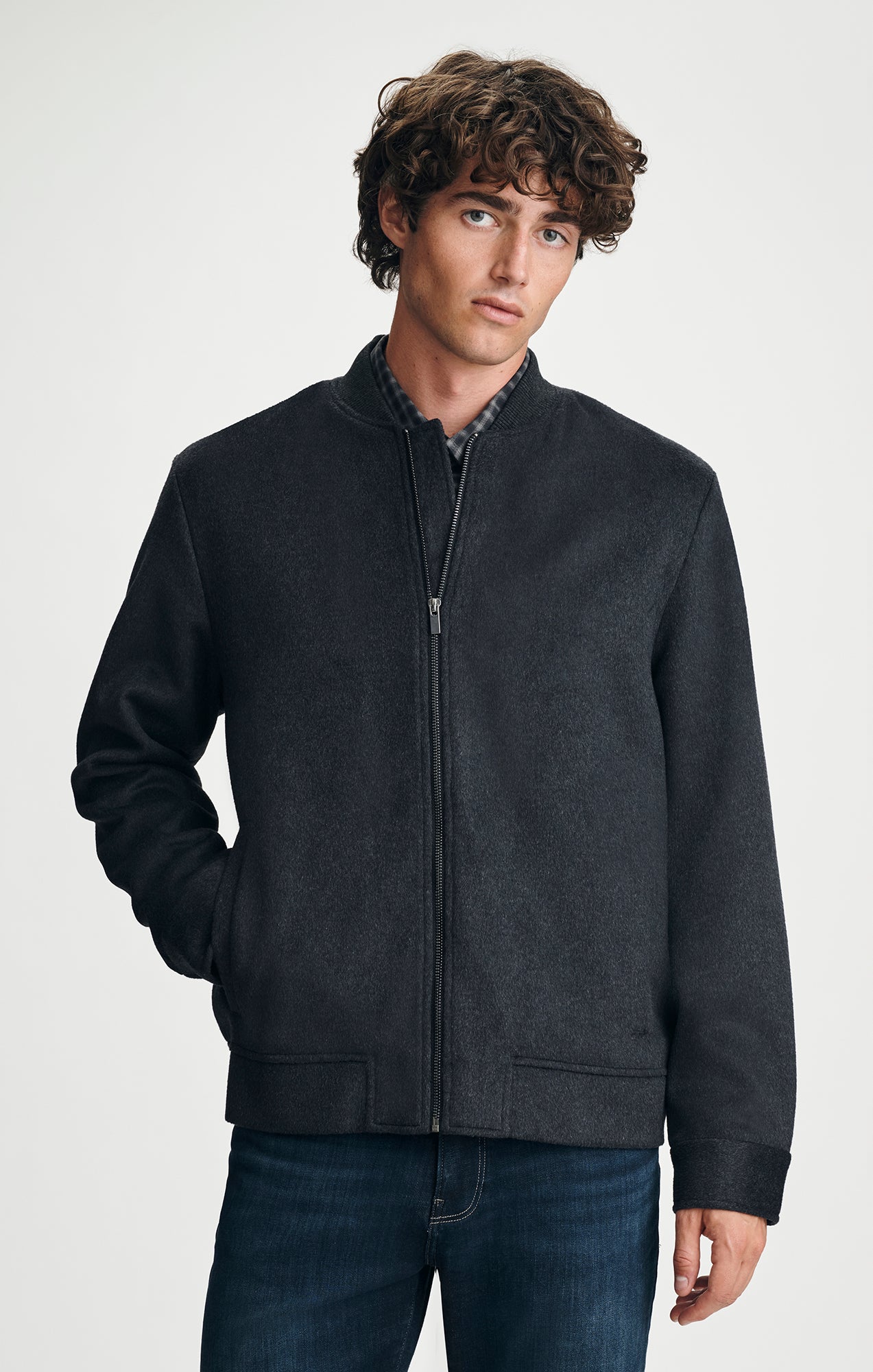 BOMBER JACKET IN DARK GREY MELANGE - Mavi Jeans