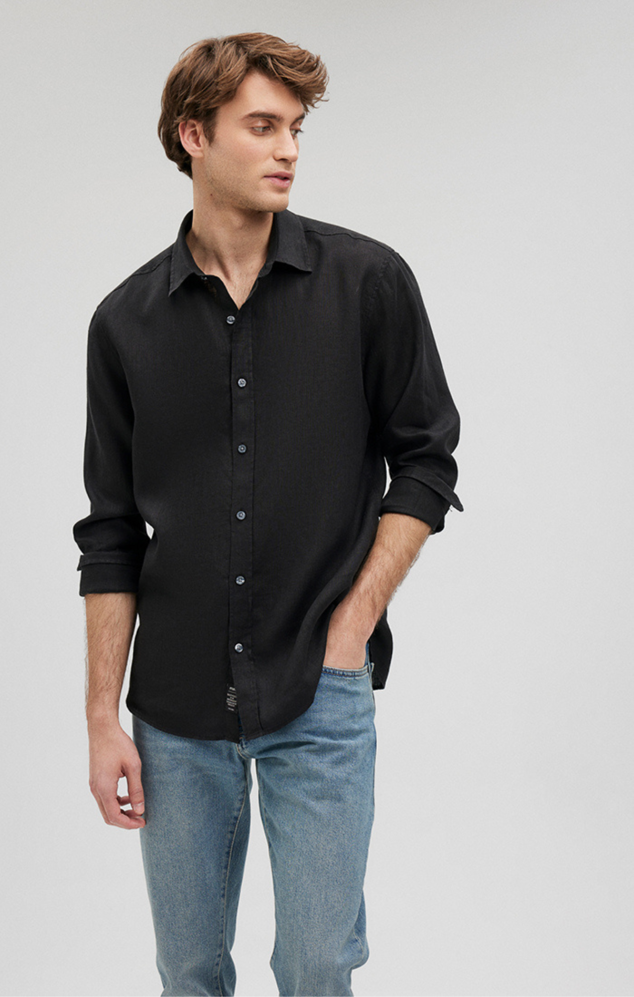 Mavi Men's Linen Button-Up Shirt In Black