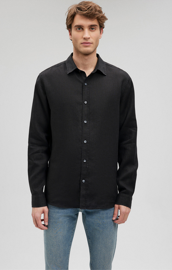 Mavi Men's Linen Button-Up Shirt In Black