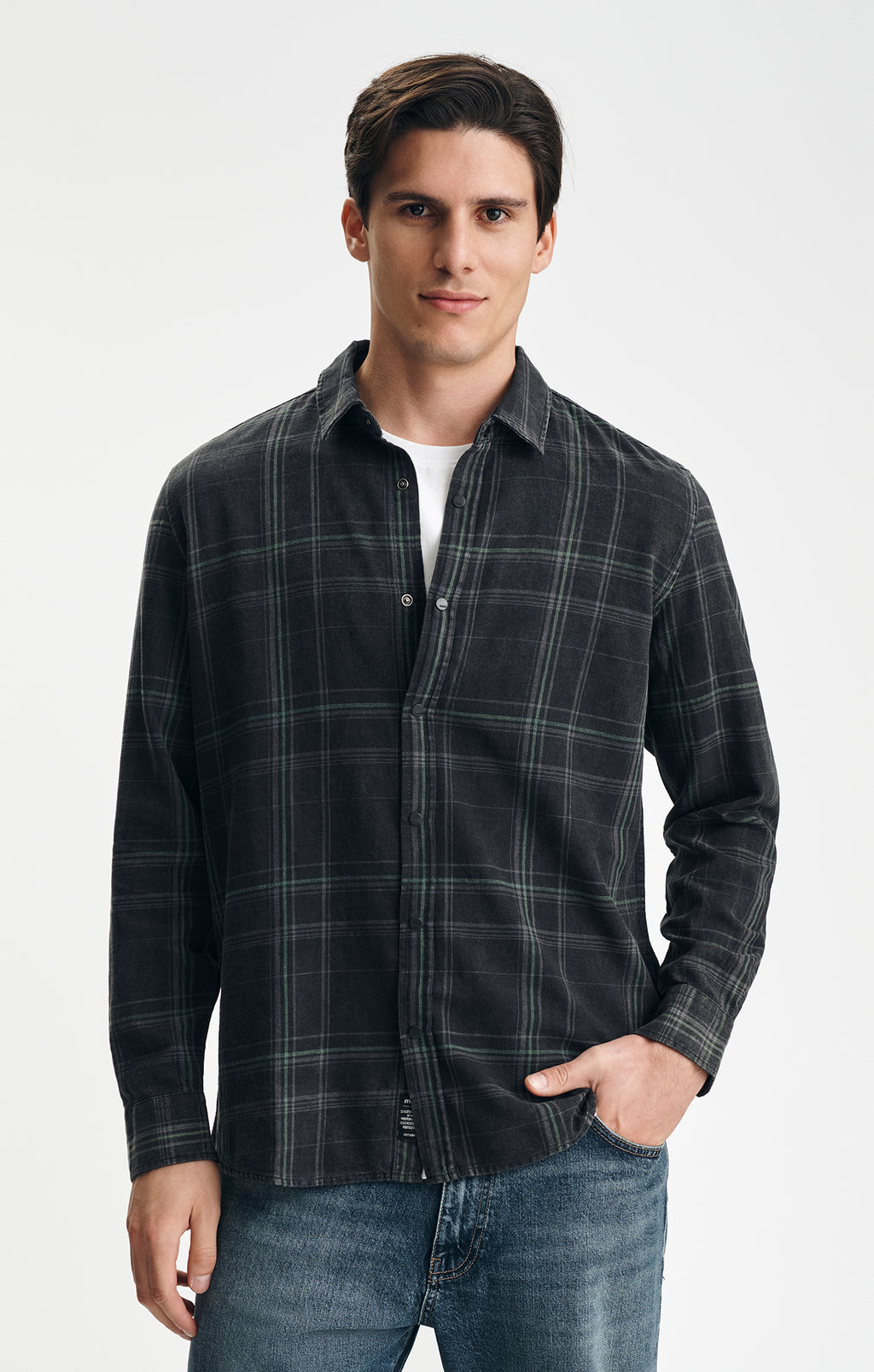 PLAID BUTTON-UP SHIRT IN BISTRO GREEN CHECK - Mavi Jeans