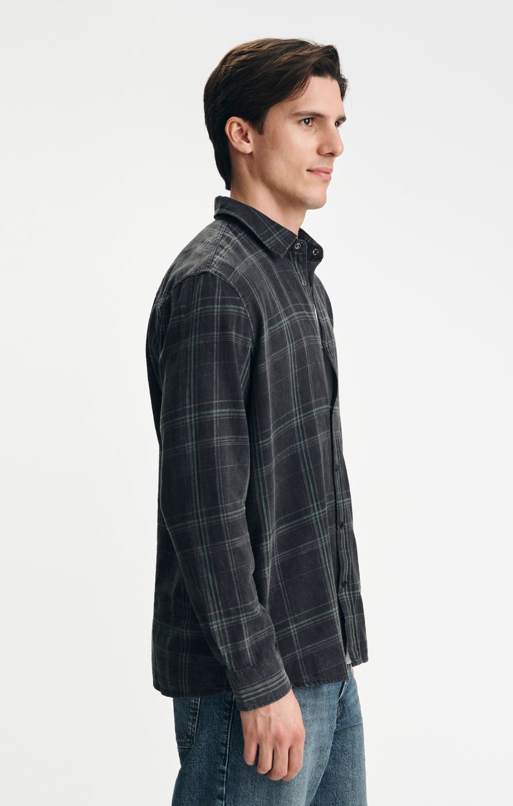 PLAID BUTTON-UP SHIRT IN BISTRO GREEN CHECK - Mavi Jeans