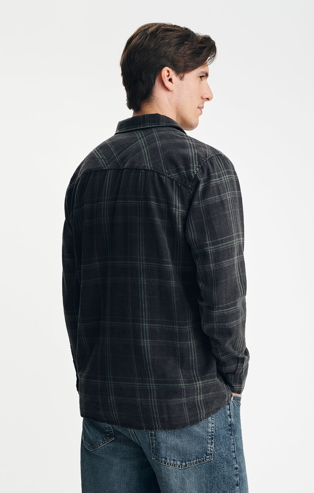 PLAID BUTTON-UP SHIRT IN BISTRO GREEN CHECK - Mavi Jeans