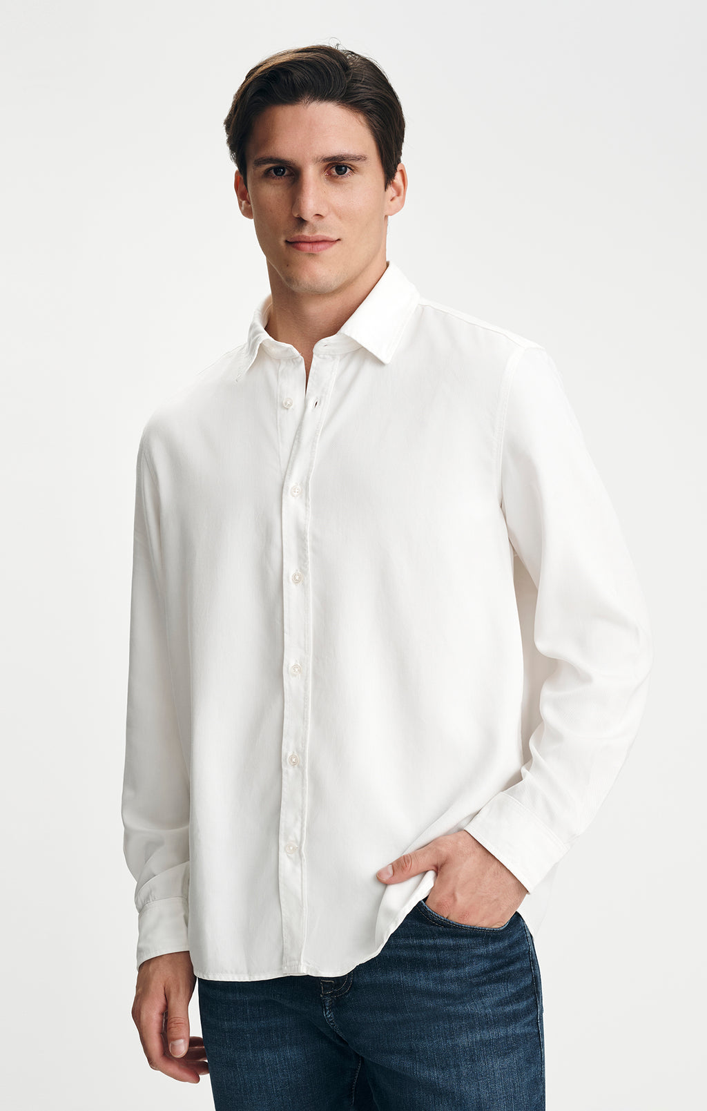 TENCEL™ BUTTON-UP SHIRT IN ANTIQUE WHITE - Mavi Jeans