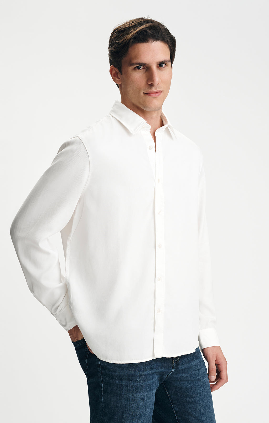 TENCEL™ BUTTON-UP SHIRT IN ANTIQUE WHITE - Mavi Jeans