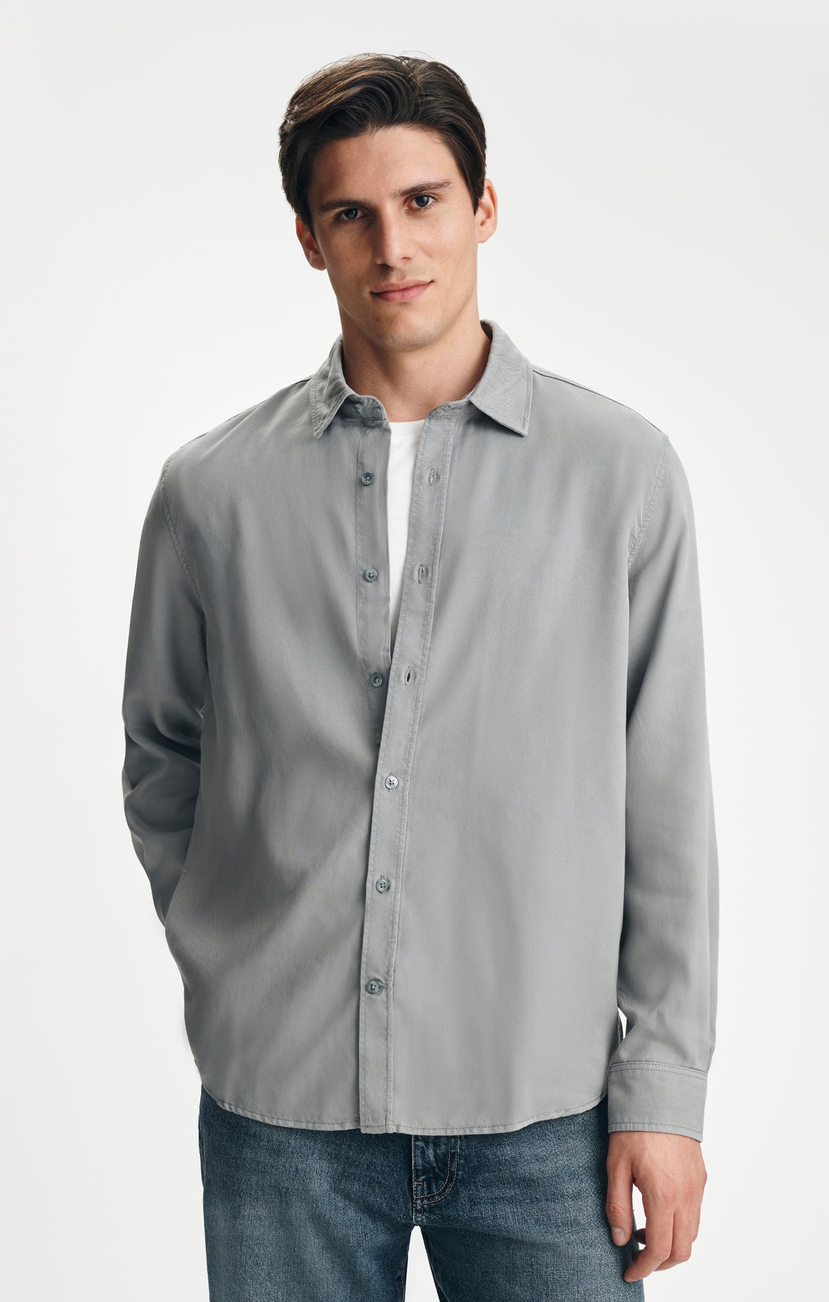 TENCEL™ BUTTON-UP SHIRT IN LEAD - Mavi Jeans