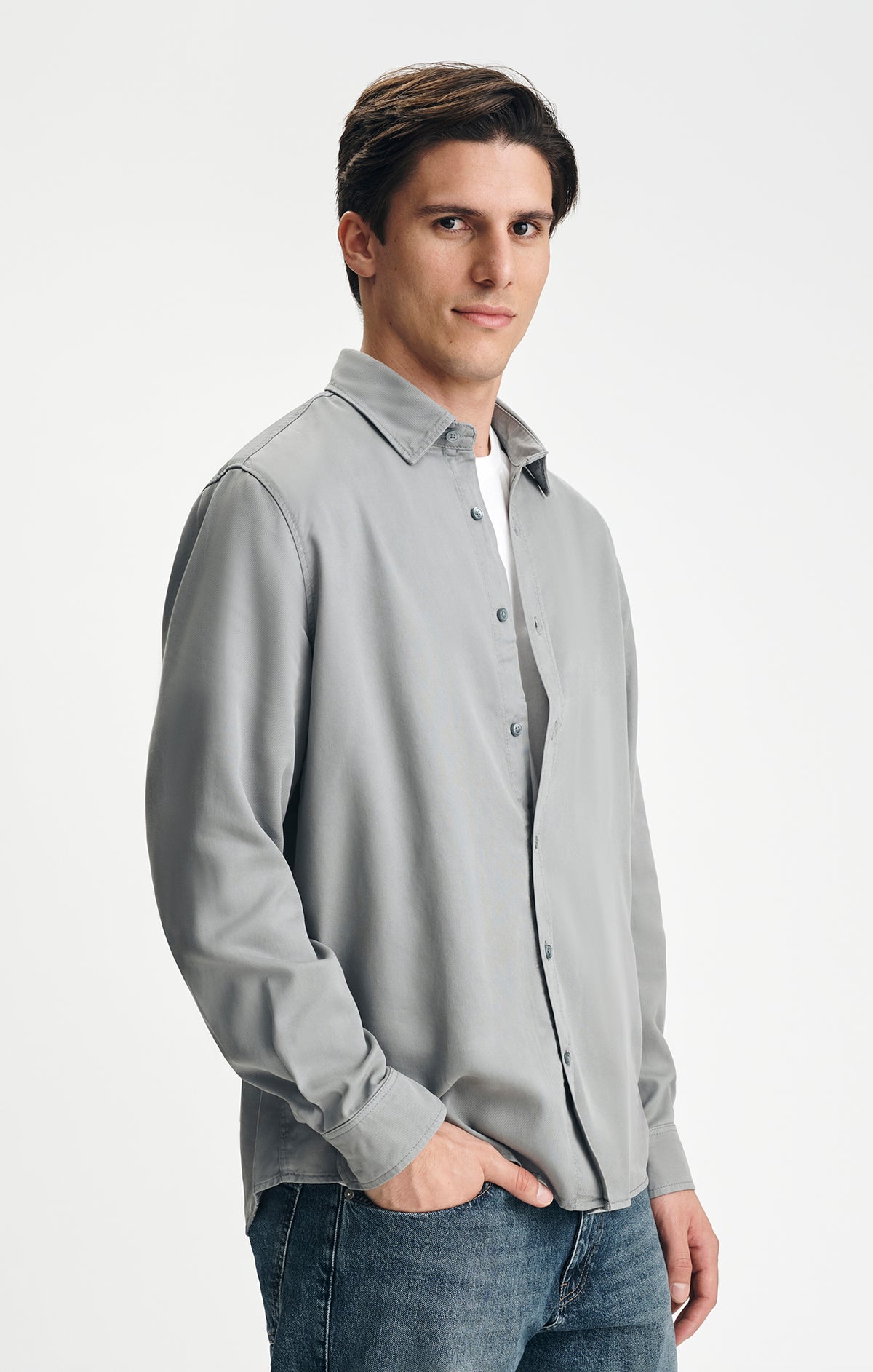 TENCEL™ BUTTON-UP SHIRT IN LEAD - Mavi Jeans