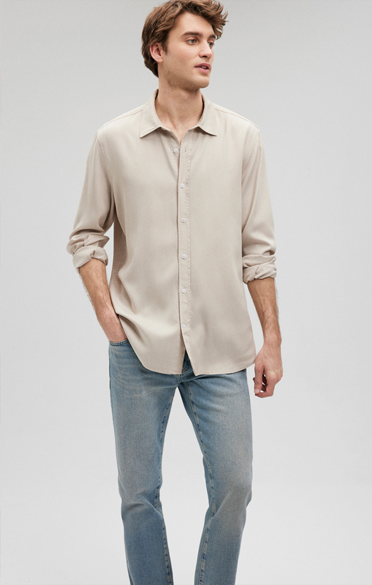BUTTON-UP LONG SLEEVE SHIRT IN MOONSTRUCK - Mavi Jeans