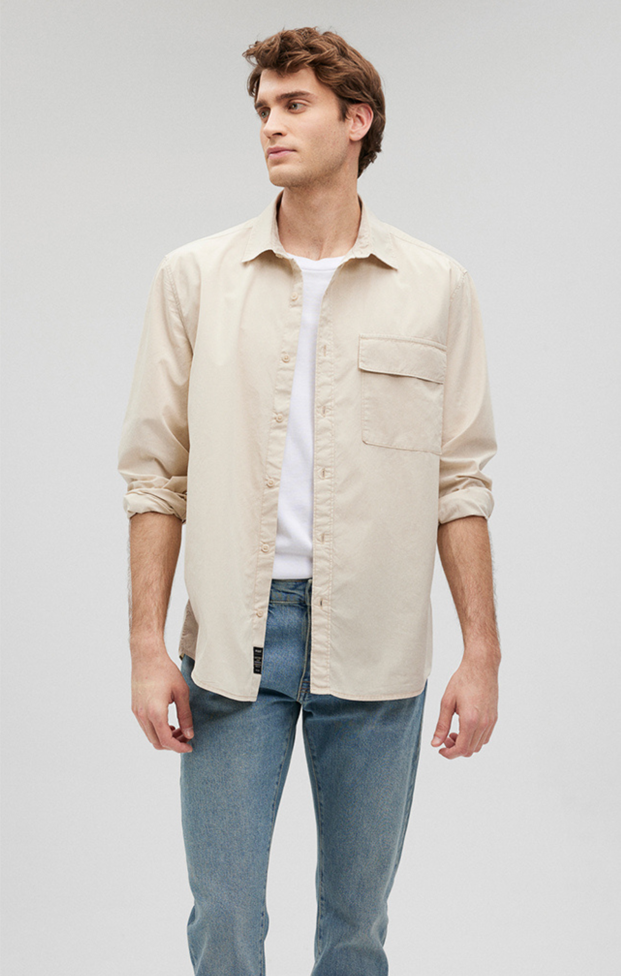 ONE POCKET BUTTON-UP SHIRT IN SILVER BIRCH - Mavi Jeans