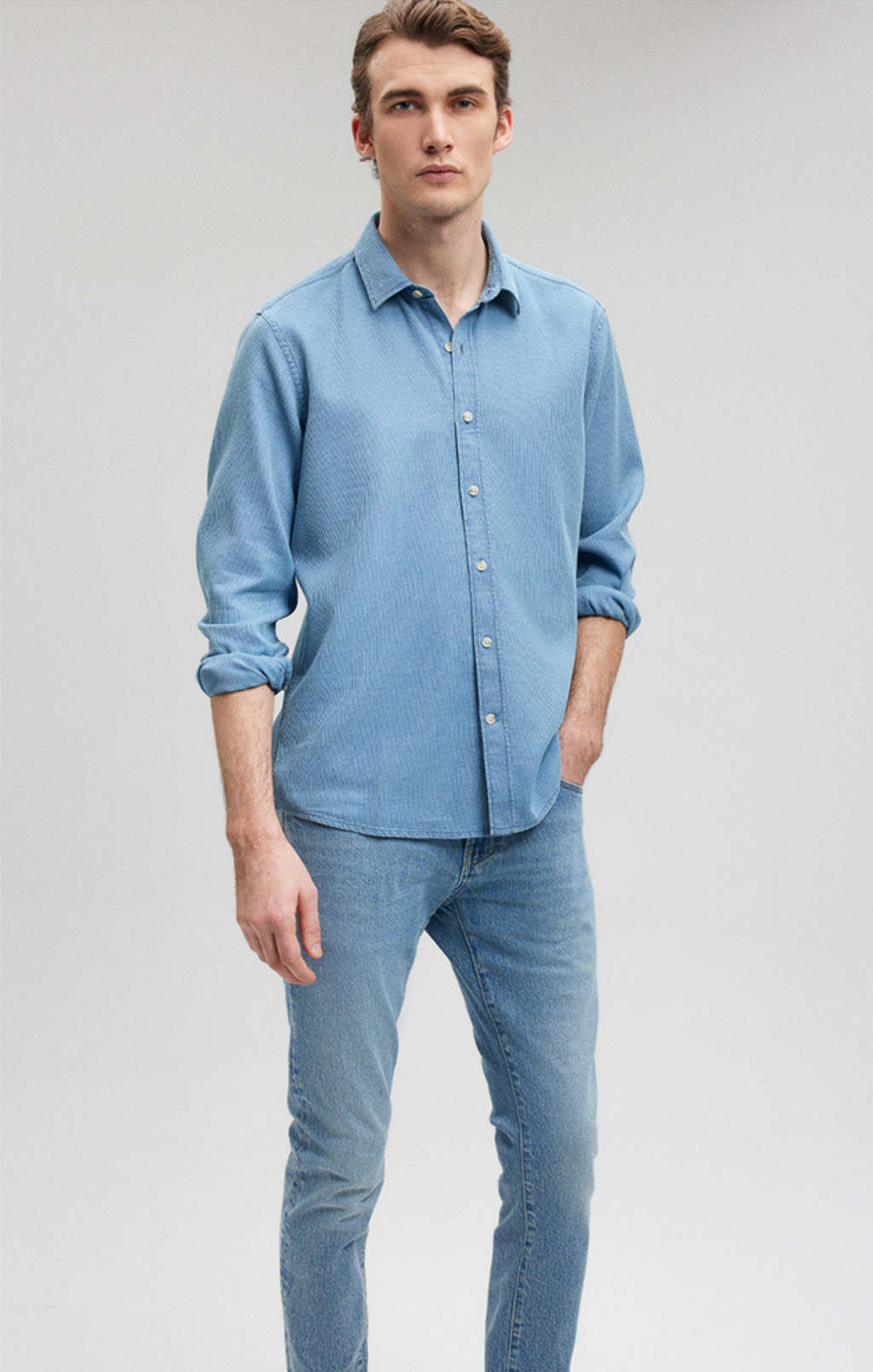 BUTTON-UP LONG SLEEVE SHIRT IN INDIGO - Mavi Jeans