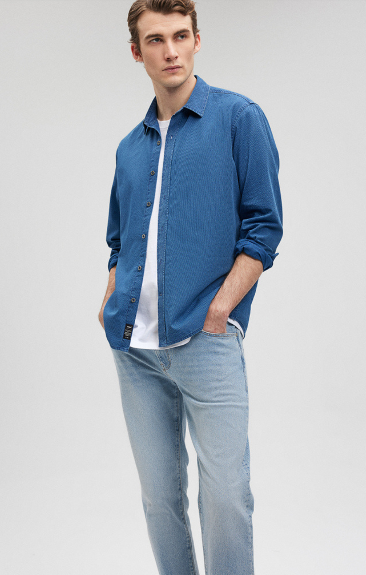 Mavi Men's Button Up-Long Sleeve Shirt In Indigo