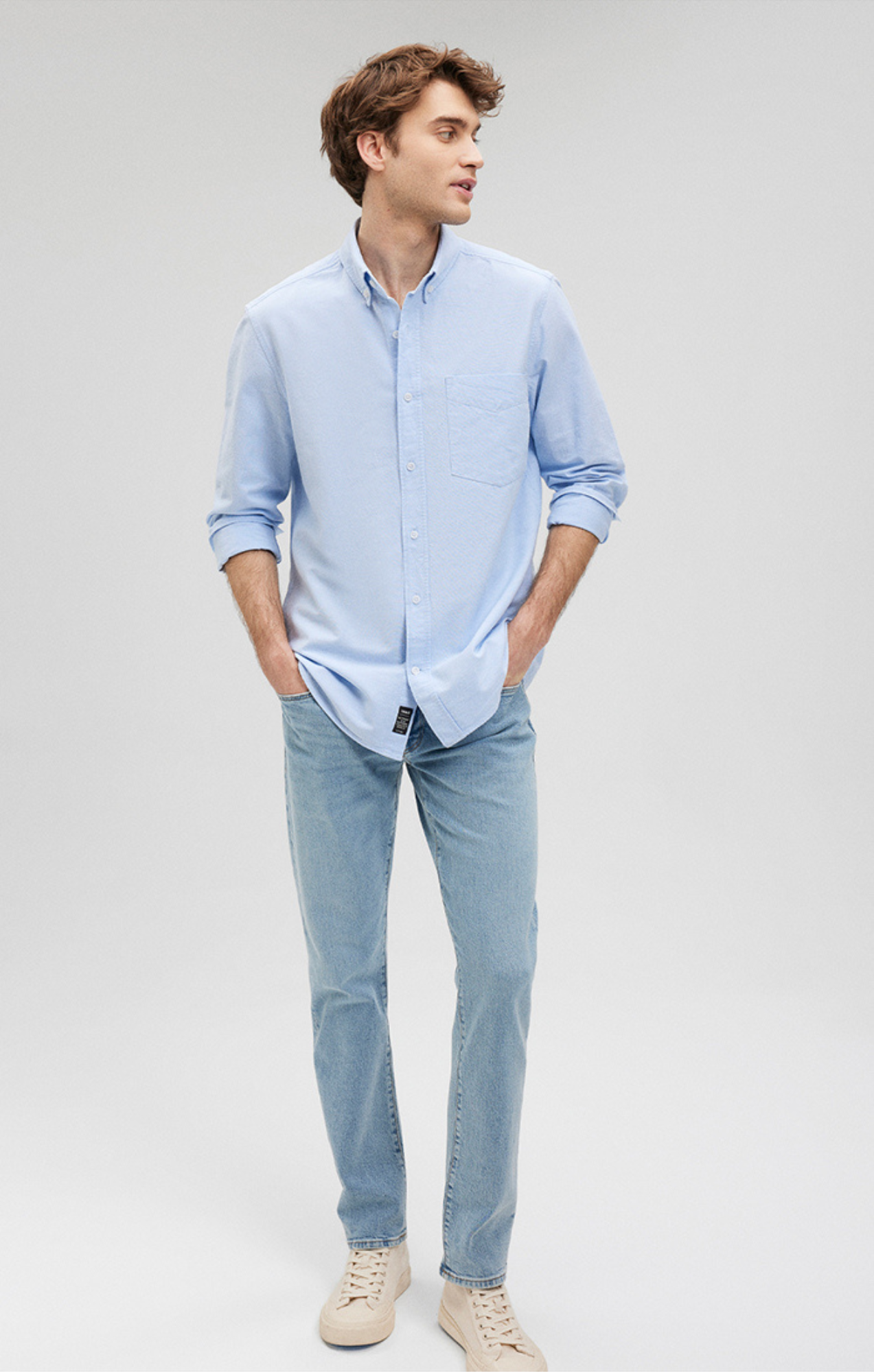Mavi Men's Button-Down Long Sleeve Shirt In Powder Blue