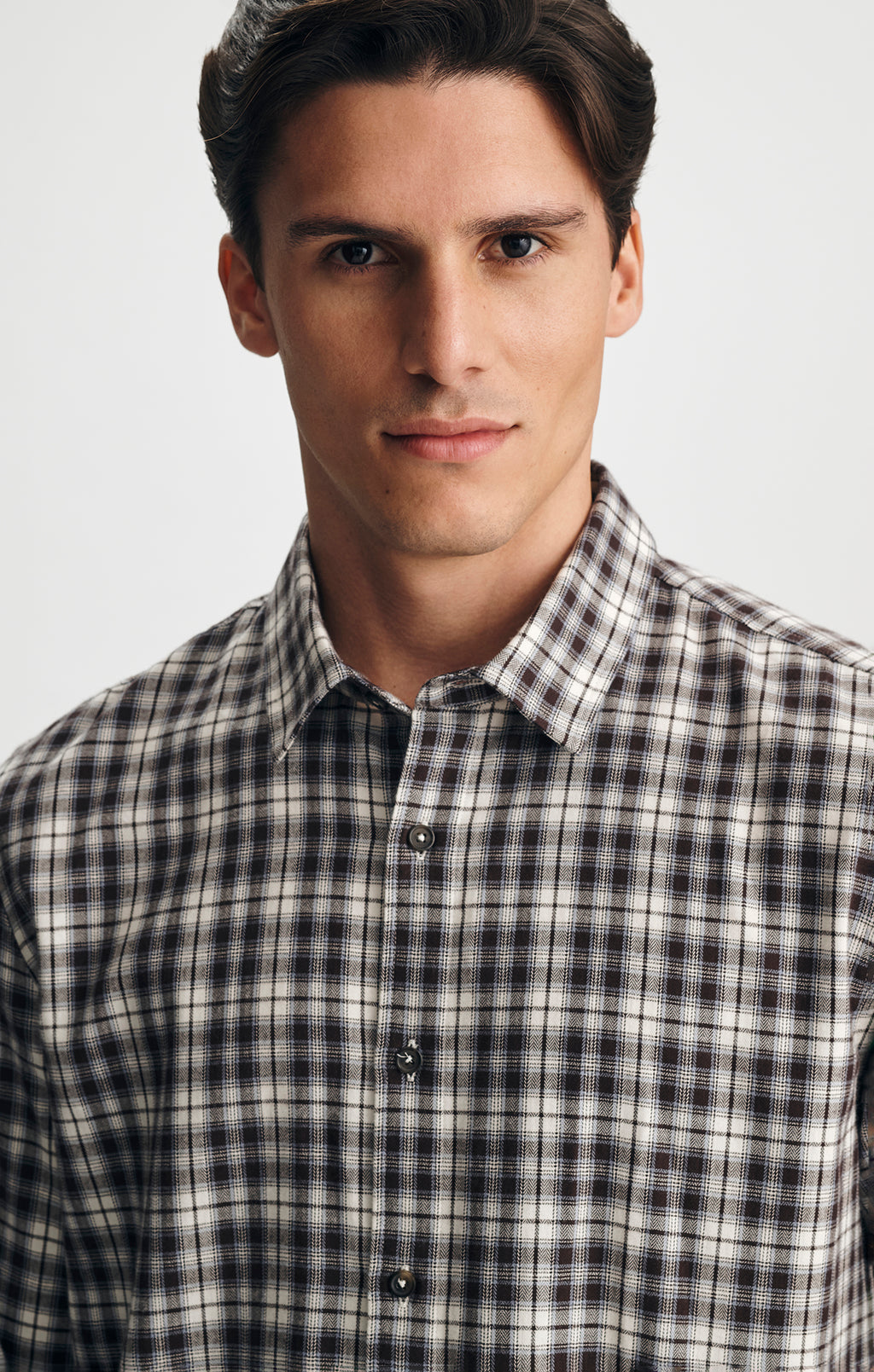 PLAID BUTTON-UP SHIRT IN BROWN - Mavi Jeans