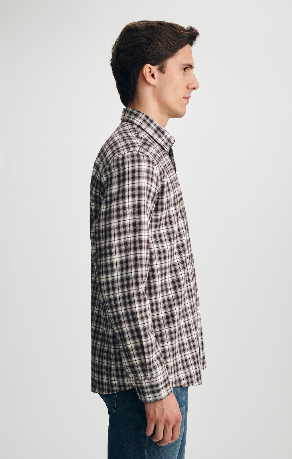 PLAID BUTTON-UP SHIRT IN BROWN - Mavi Jeans