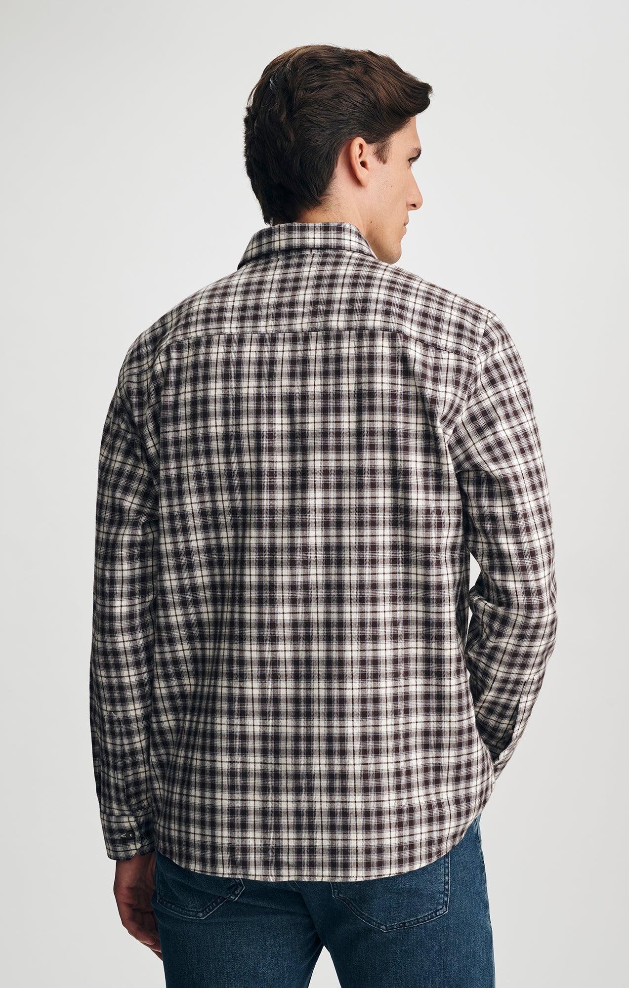 PLAID BUTTON-UP SHIRT IN BROWN - Mavi Jeans