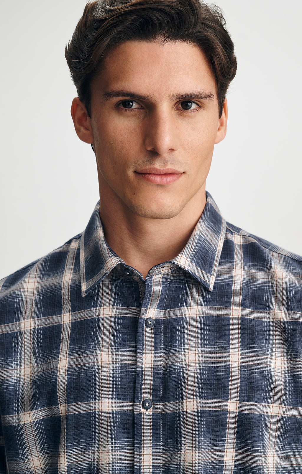 PLAID BUTTON-UP SHIRT IN NAVY - Mavi Jeans
