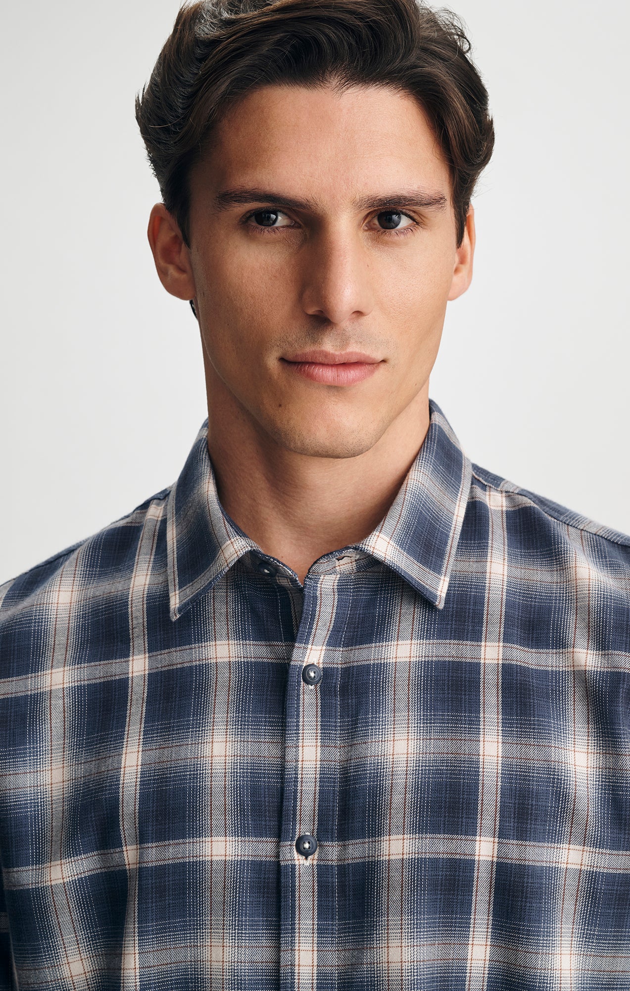 PLAID BUTTON-UP SHIRT IN NAVY - Mavi Jeans