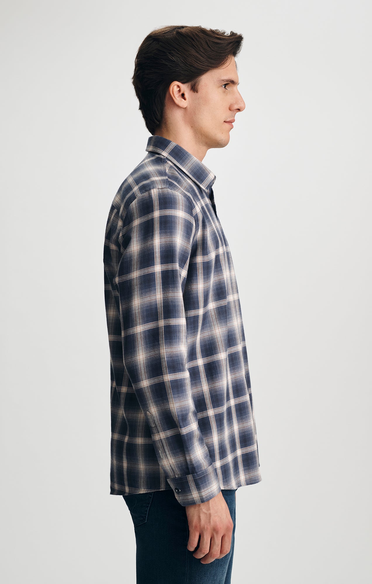 PLAID BUTTON-UP SHIRT IN NAVY - Mavi Jeans