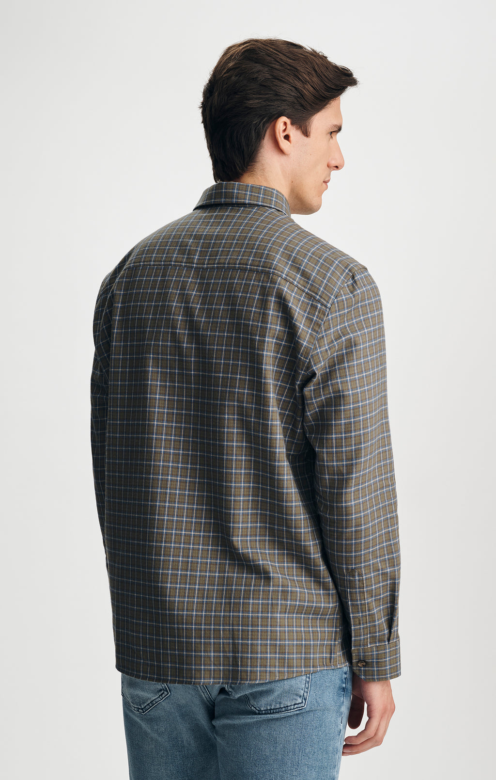 PLAID BUTTON-UP SHIRT IN KHAKI - Mavi Jeans