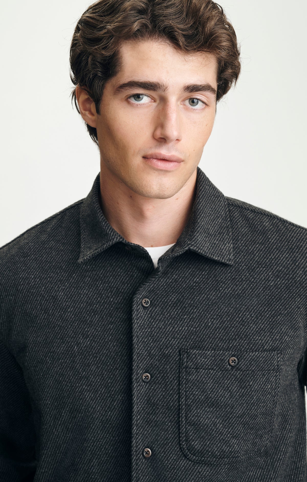 TEXTURED ONE POCKET BUTTON-UP SHIRT IN ANTHRACITE