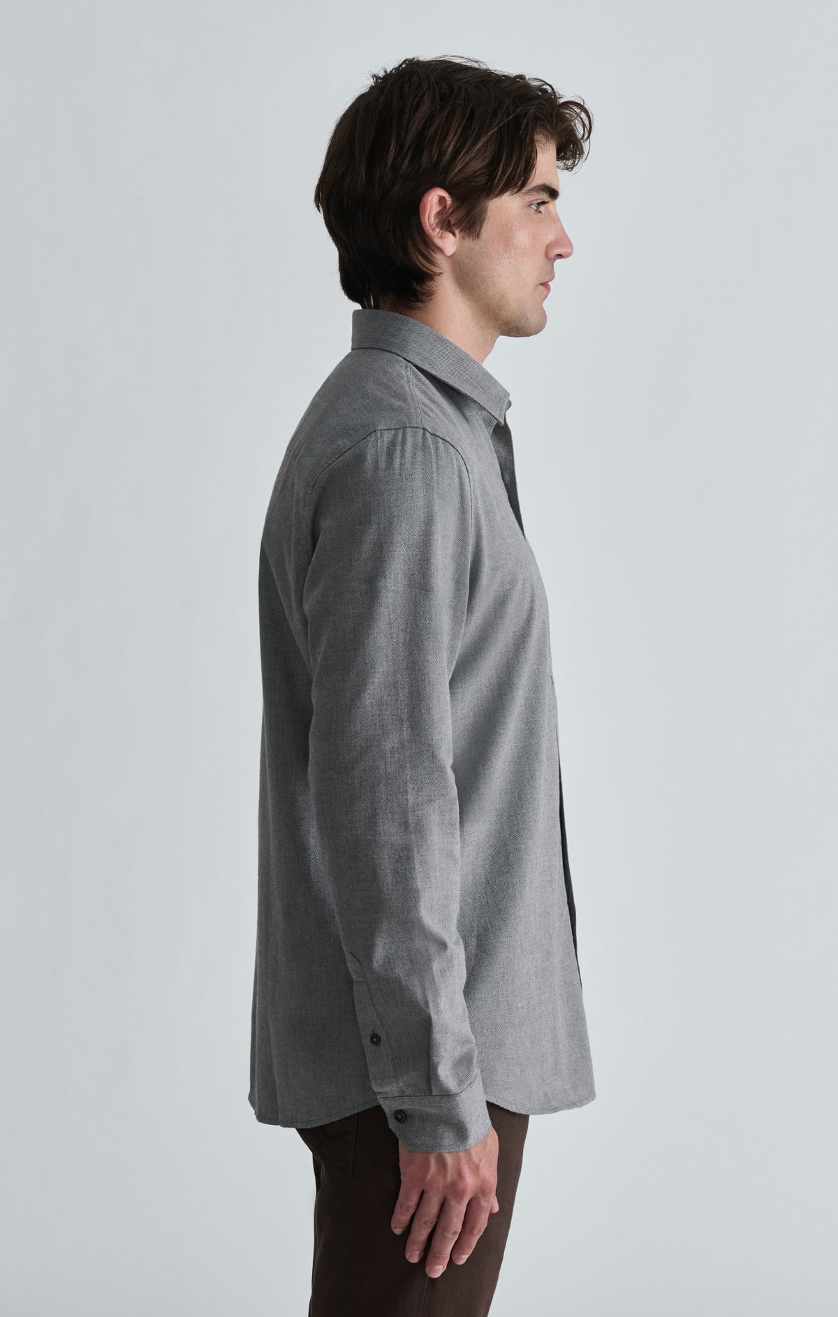CHAMBRAY ONE POCKET BUTTON-UP SHIRT IN GREY MELANGE - Mavi Jeans