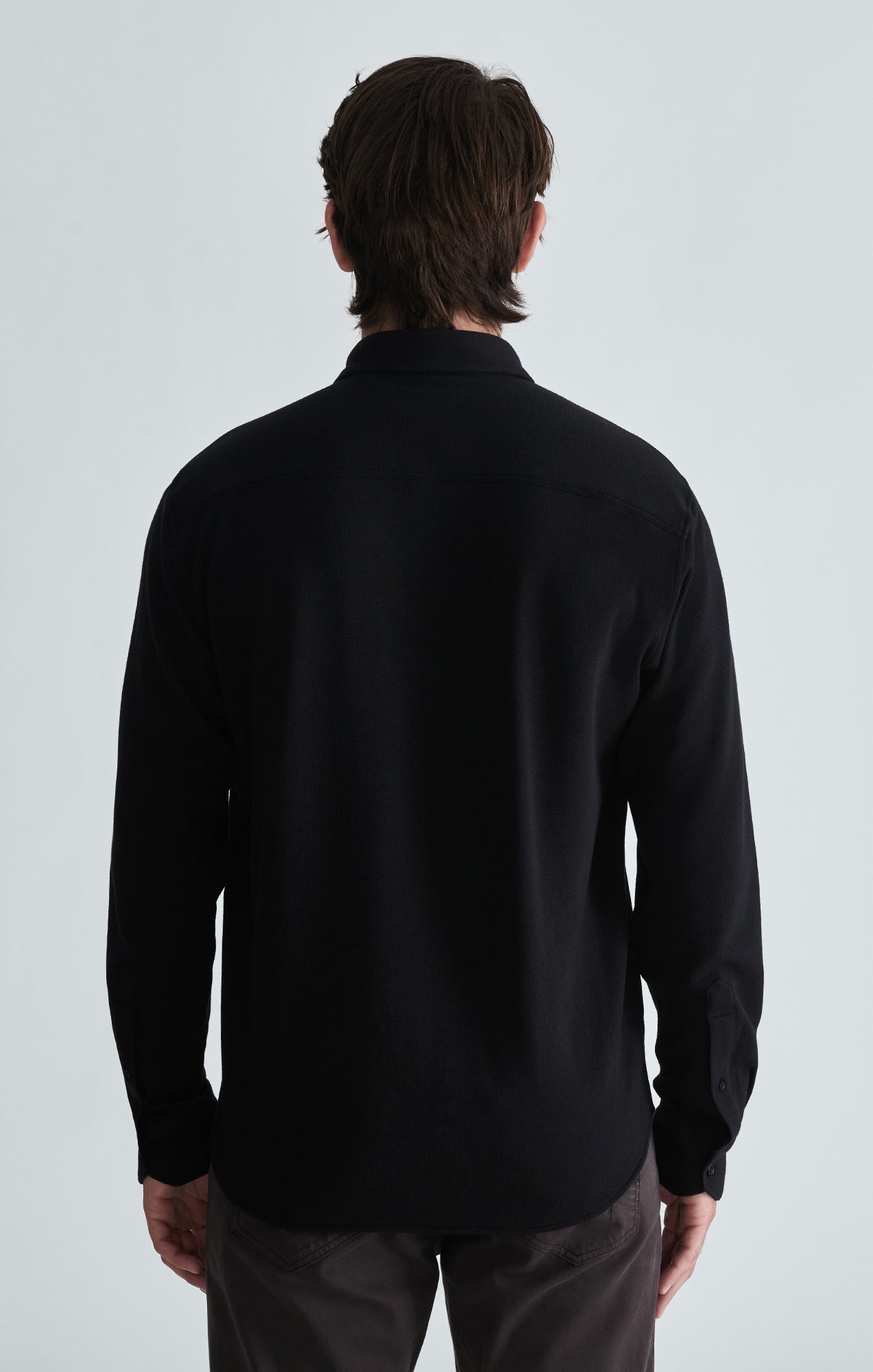 WAFFLE KNIT BUTTON-UP SHIRT IN BLACK - Mavi Jeans