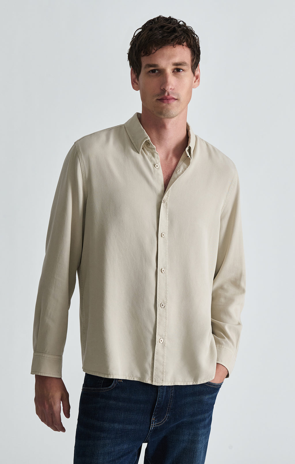 TENCEL™ BUTTON-UP SHIRT IN PELICAN - Mavi Jeans